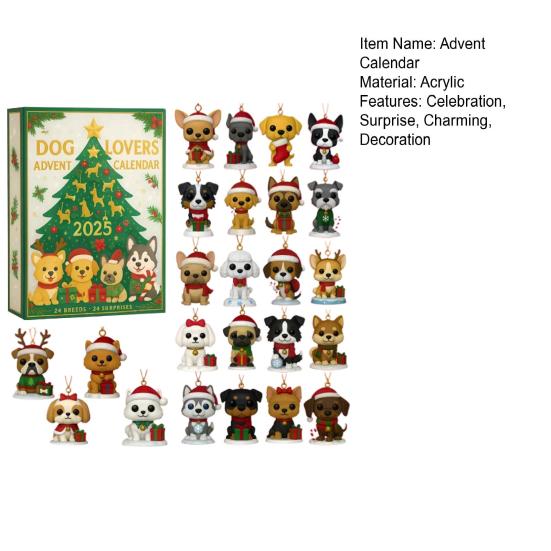 Dog Lovers Advent Calendar Christmas Dog Countdown Calendar with 24 Dog Breeds Puppy-Themed Surprise Gift Set
