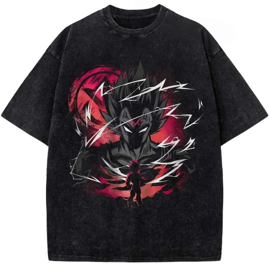 Hot Sale Dragon Ball Vegeta IV Graphic Print T-Shirt Men Women Streetwear Harajuku Fashion Vintage Washed Cotton Summer New Tee Casual Oversized Top