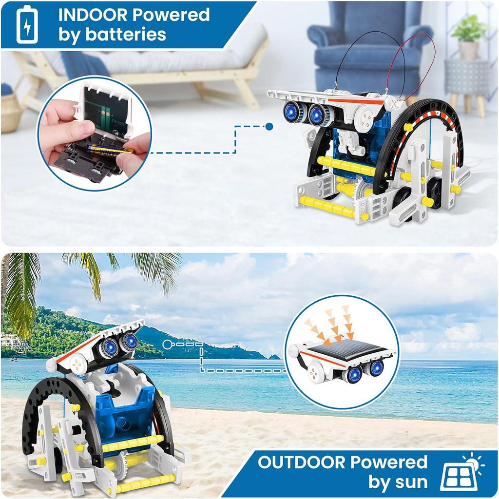 13-in-1 DIY Solarbetriebenes Roboter-Spielzeugauto-Bausatz
