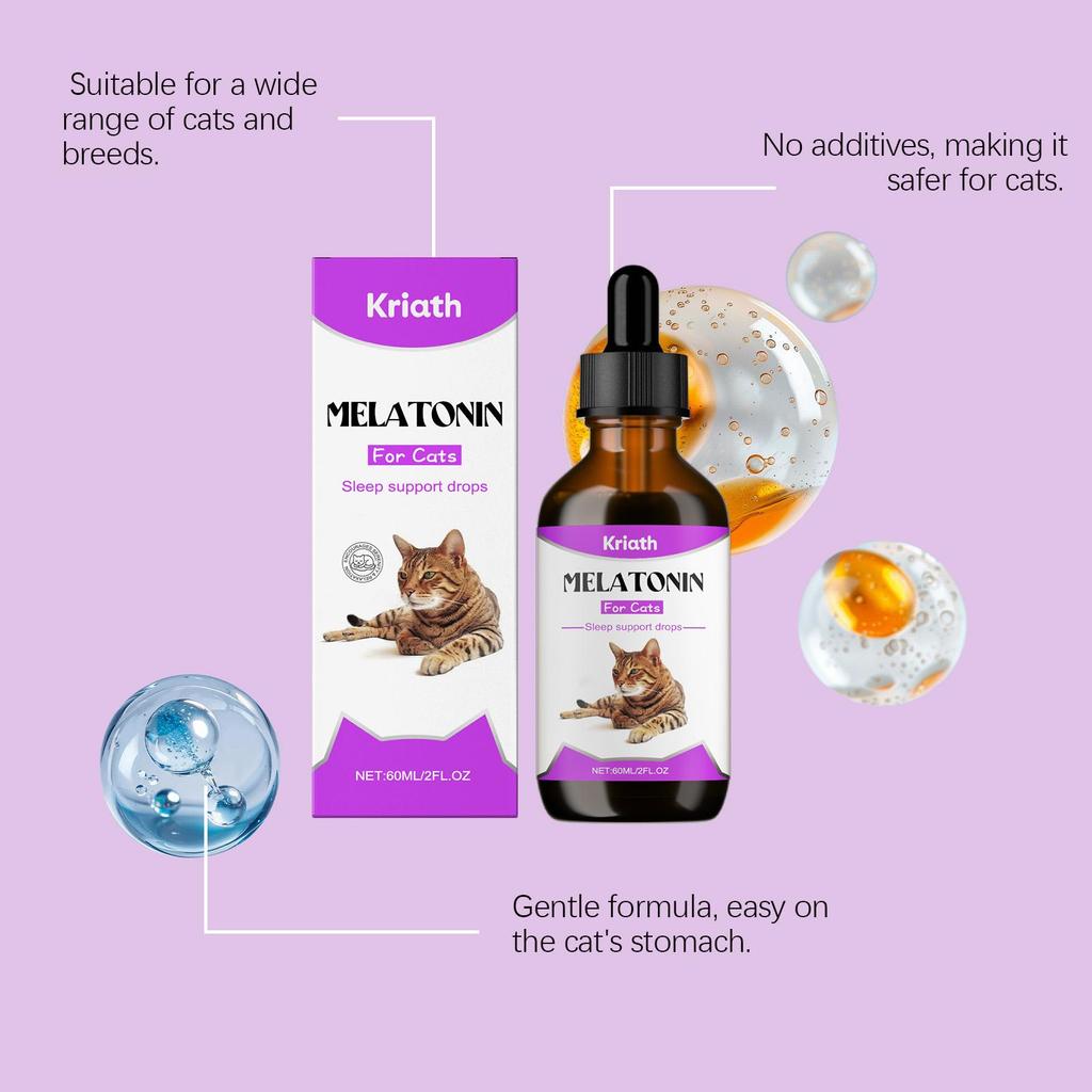 Kriath Krople do Pielęgnacji Zdrowia Zwierząt 60ml: Delikatne składniki łagodzą koty, wspomagają sen, wzmacniają odporność i zwiększają energię.