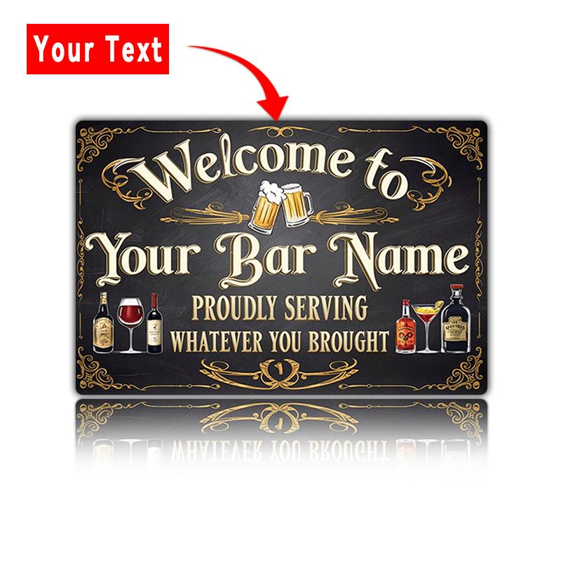 

pc Personalized Metal Sign Name Bar Sign Custom Name Pub Kitchen Club Decorative Sign Plaque Room Wall Decor Restauran 20x30cm（7.8x11.8inch）