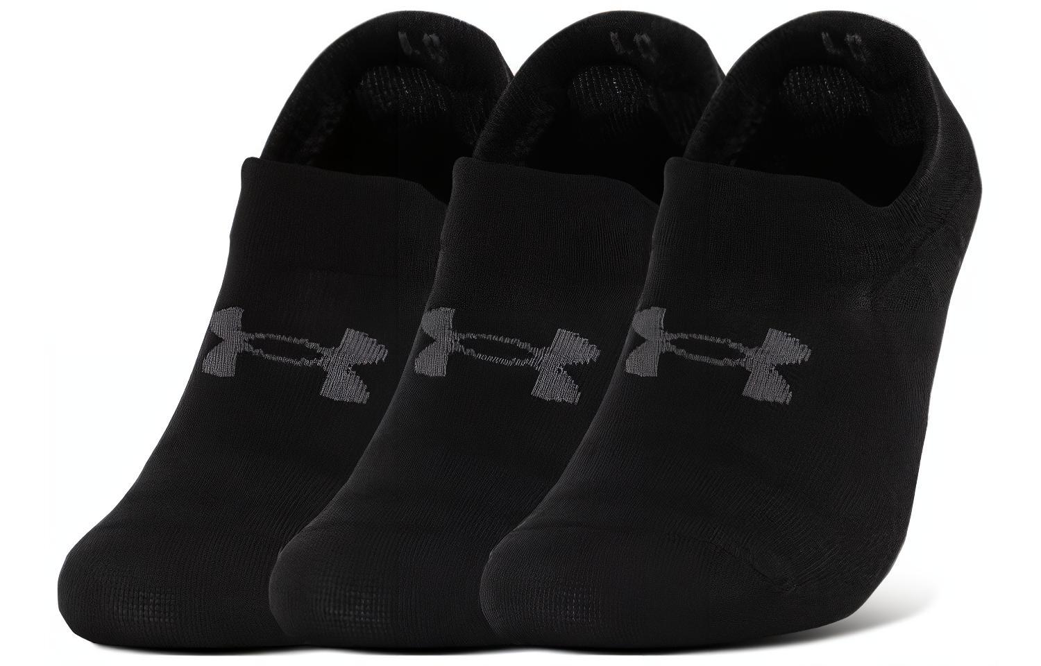 Under Armour Essential Ankle Socks Unisex 3 Pack Black 1382613-001 L