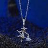 Witch on a broomstick with a glow-in-the-dark star silver pendant, 925 silver beads
