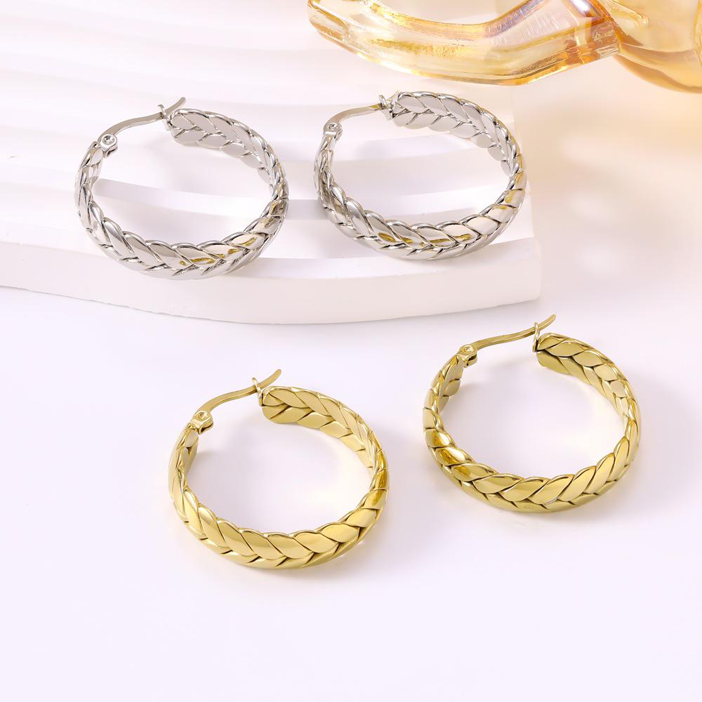 European Luxury Geometric Wheat Ear Stainless Steel Earrings for Women