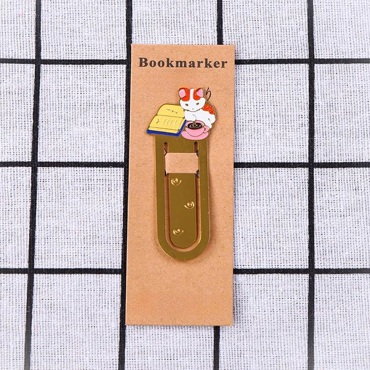 1PC New Cartoon Cute Cats Bookmark Gold-plated Book Folder Metal Label Student Gift Animals Stationery School Supplies
