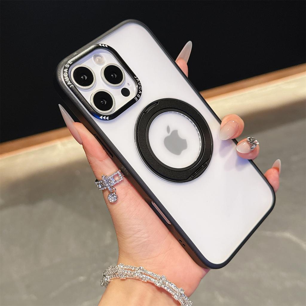 JAUCASE For iPhone 16 Pro Case Matte Clear TPU+PC Kickstand Cover Compatible with MagSafe