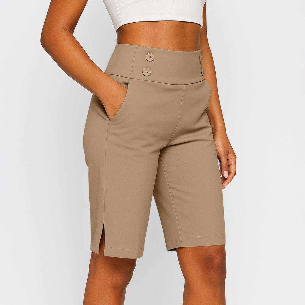 Women's Cropped Pants, Stretch Knee Length Training Yoga Pants, Casual Stretch Waist With Pockets, Jogging Pants