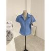 Honey J Women S Mulet Side Button Slim Fit Short Sleeve Shirt 3 colorS