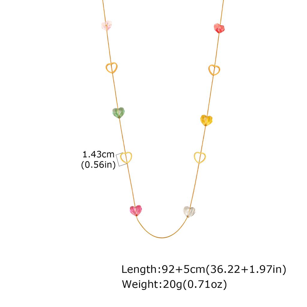 Long Pendant Stackable Necklace for Women Luxury Glass Stainless Steel Chain Necklaces Fashion Charm Wedding Banquet Jewelry