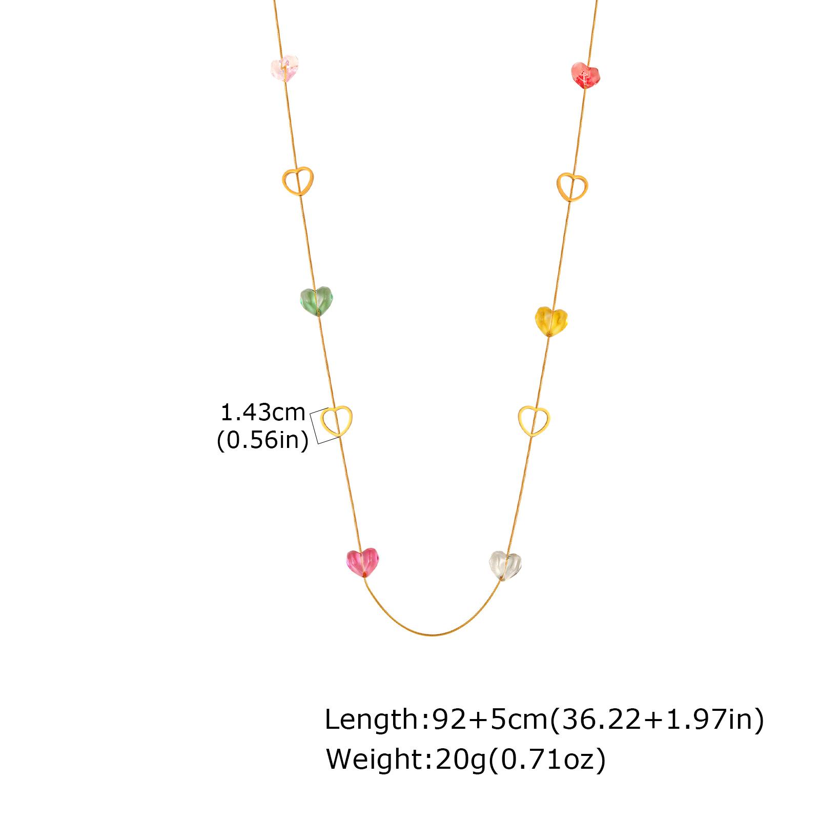 

Fashion Exquisite Heart-shaped Colored Crystal Long Necklace, Stainless Steel Clavicle Chain Choker Necklace for Women Gifts