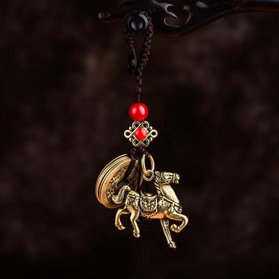 1PC Copper Feng Shui Wealth Key Ring Women Men Bag Charm Jewelry Gift 2026 Year Of Chinese Zodiac Horse Lucky Pendant Keychain