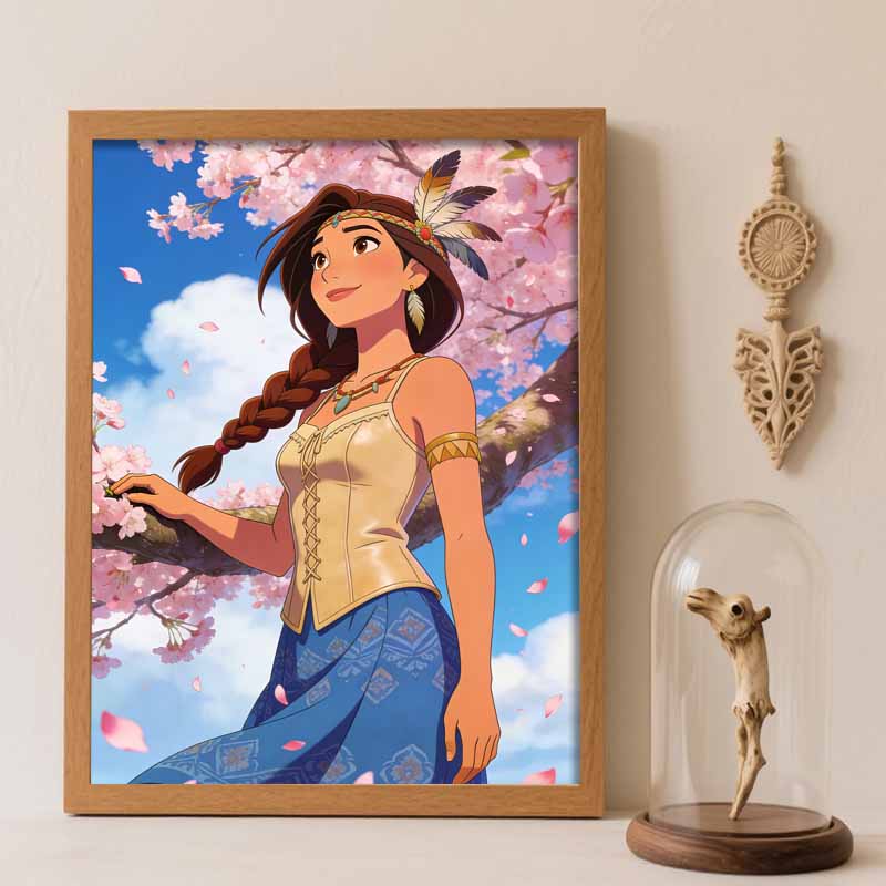 Disney Diamond Art Painting Kit 5D Girl Cherry Blossom Diamond Painting Dot Art Kit Home Wall Decor Round 20x30cm