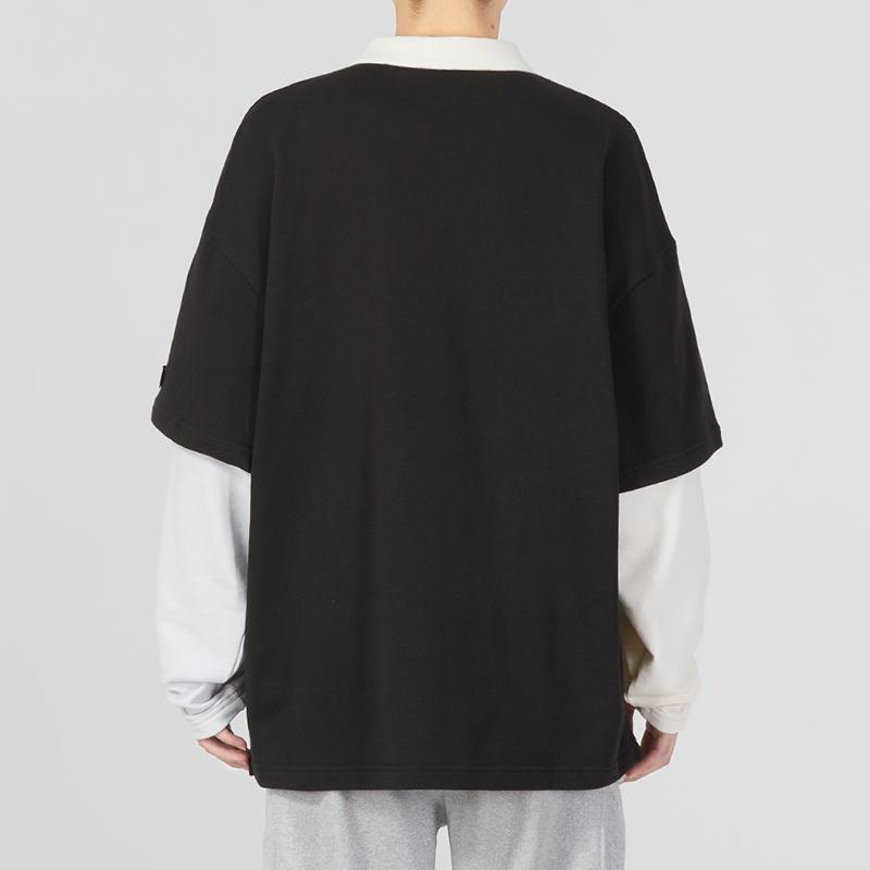 Puma Team Badge Polo Long Sleeve Logo Print Mock Layered Polo Shirt Men Tops Black 677381-01