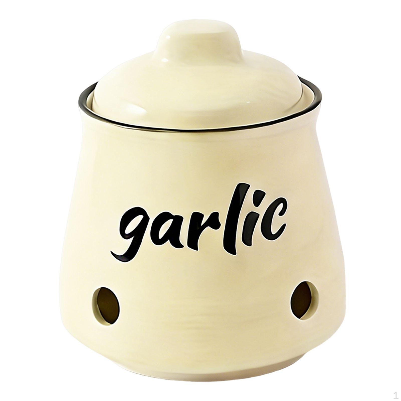 Garlic Keeper Accessories Storage Container Countertop Ceramic for Counter Compact with Lid