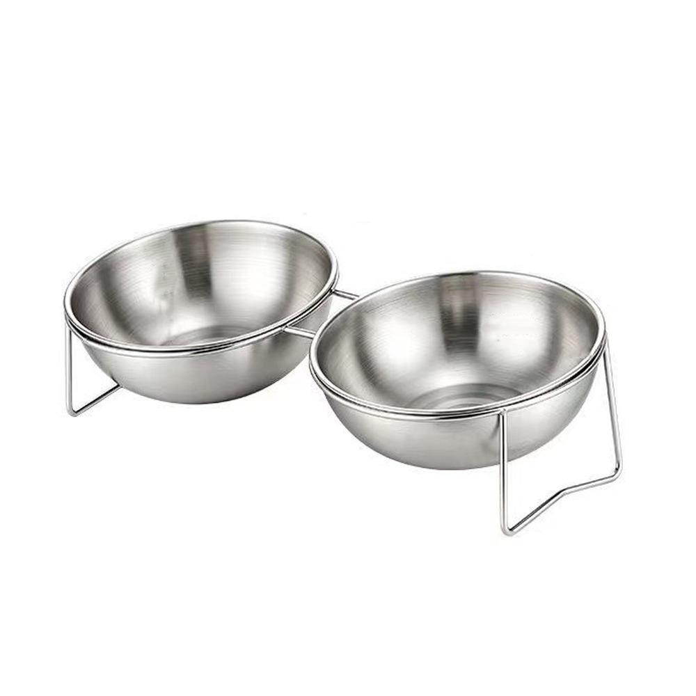 Large Capacity Stainless Steel Cat Bowl Anti-Tipping Double Water Bowls  for Kitten
