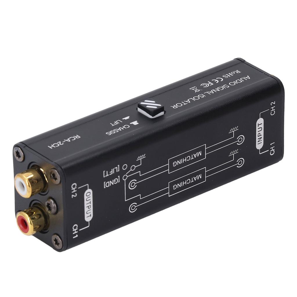 2 Channel Ground Loop Noise Isolator Sound Signal Filter Hum Eliminator 2CH for Conference Microphone Mixer Player