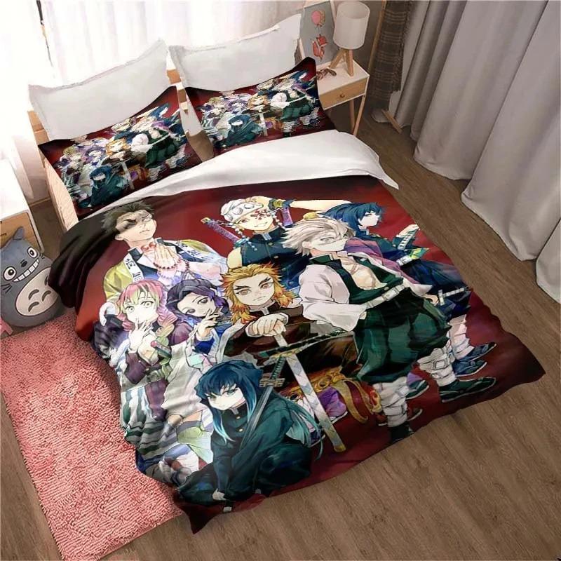 Demon Slayer Anime Cartoon Gift King Twin Double Child Bedding Collection Mircofiber Or Polyester Duvet Cover Collection Cover Bed Cover With