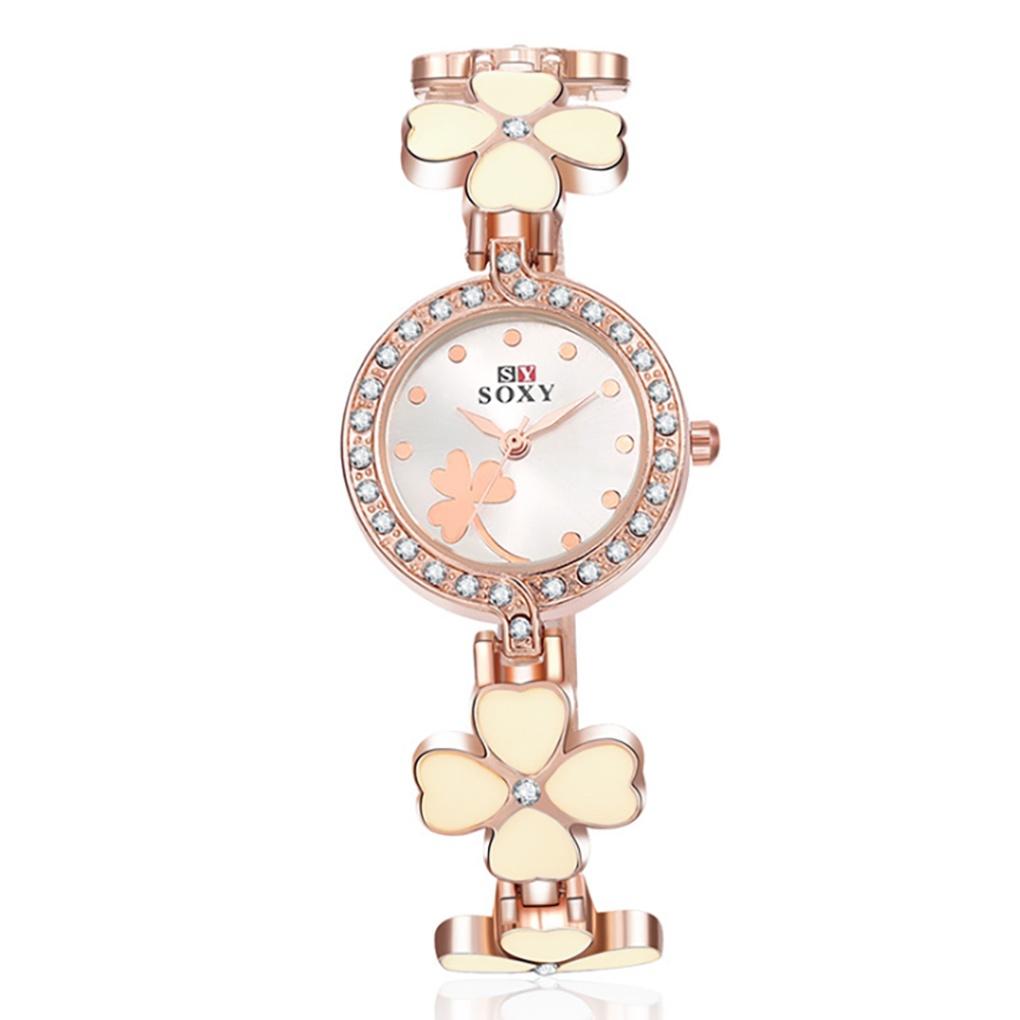 Clover Cubic Women's Wristwatch Metal Bracelet Watch