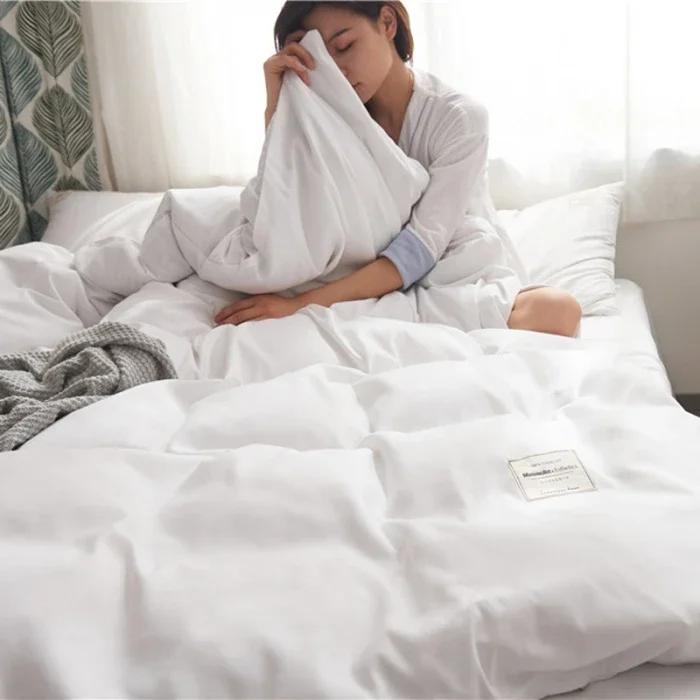 2024 new solid color double polished bed four-piece set Japanese bed sheet quilt cover mattress student kit multi-specification