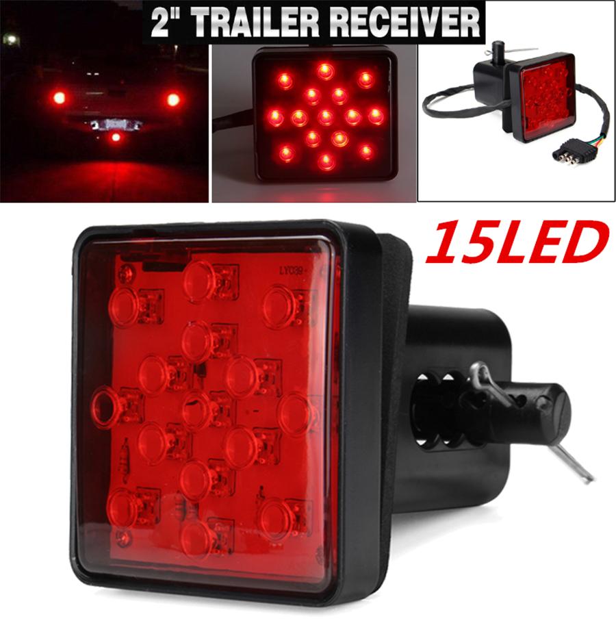 2"Trailer Truck Hitch Towing Receiver Cover 15 LED Brake Light Cover with Pin