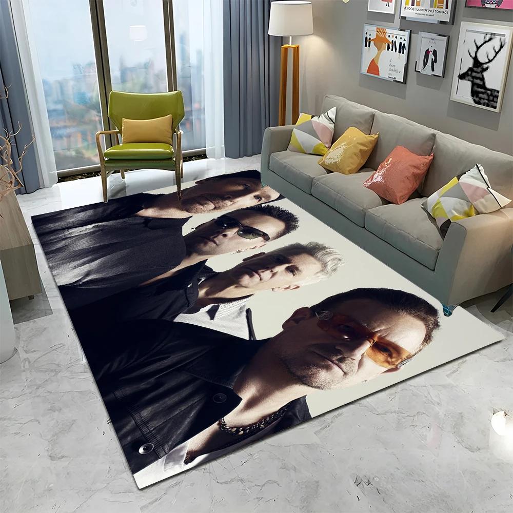 Tappeto Arazzo Stampa 3D U2 Rock Bang Bono, Tappeto per Soggiorno Camera da Letto Bambini Divano Zerbino Decorazione, Tappetino Antiscivolo per Bambini