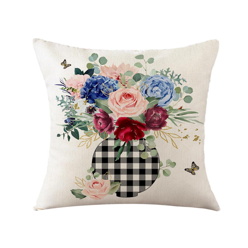 Thick Linen Printed Fabric Pillowcase Large Cushion Sofa Office Bedside Pillowcase Lumbar Pillow Car Backrest