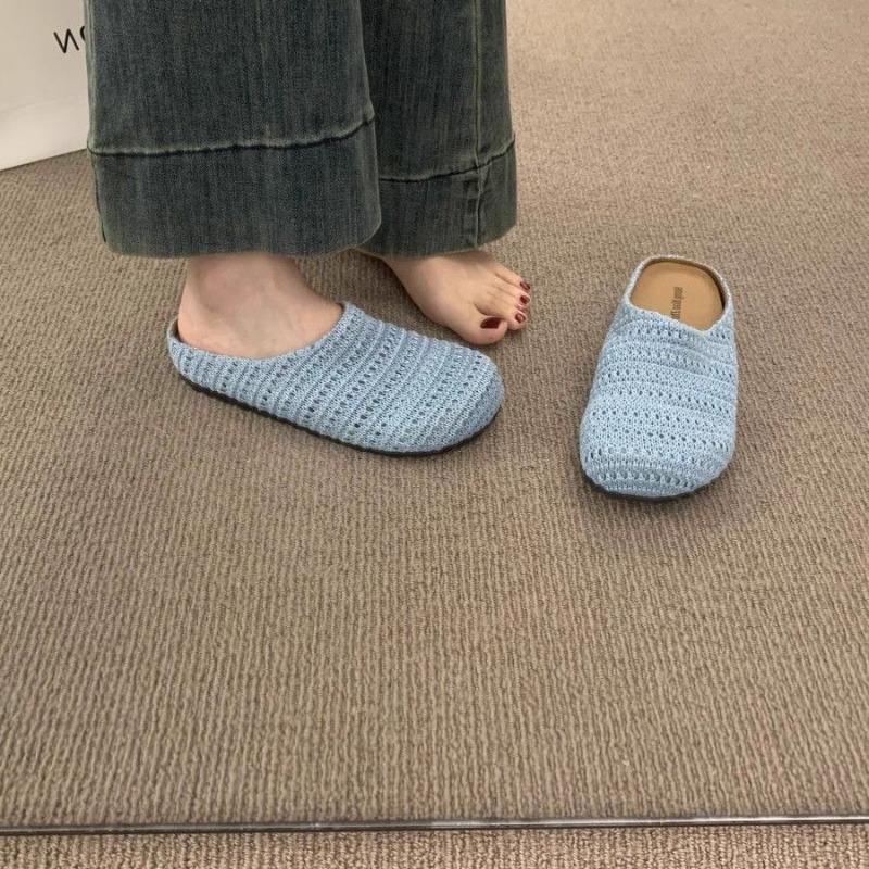 Thick-soled Cloth Hollowed-out Ken Shoes, Slippers, Outer Wear, Spring and Summer, One Pedal Out, Slippers, Bag Head, Half-drag Lazy Shoes