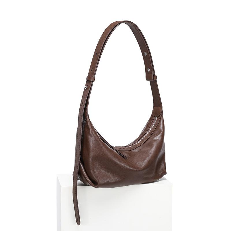 Leather Women's Bags, Armpit Bags, New Retro Messenger Bags, High-end Textured Commuter Bags, Versatile Shoulder Bags.