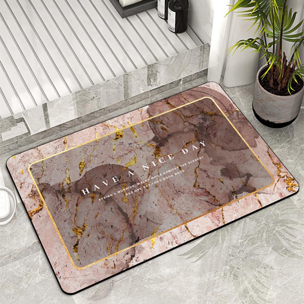 2pcs Luxury Marble Floor Diatom Mud Bathroom Floor Mat Entrance Door Mat Toilet Absorbent Foot Mat