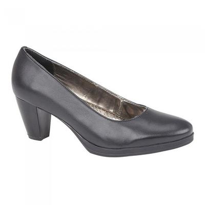 Womens/Ladies Plain Leather Heel Court Shoes