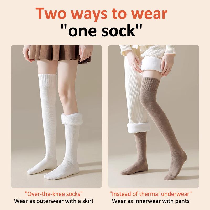 Winter Thigh High Socks For Women Fleece Lined Warm Over Knee Socks Non Slip Long Socks Jk Stockings