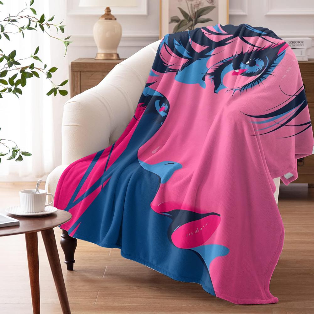 Anime Girl Throw Soft Flannel AC Blanket Lightweight Summer Nap Throw Cozy Blanket for Sofa Bed Travel Home