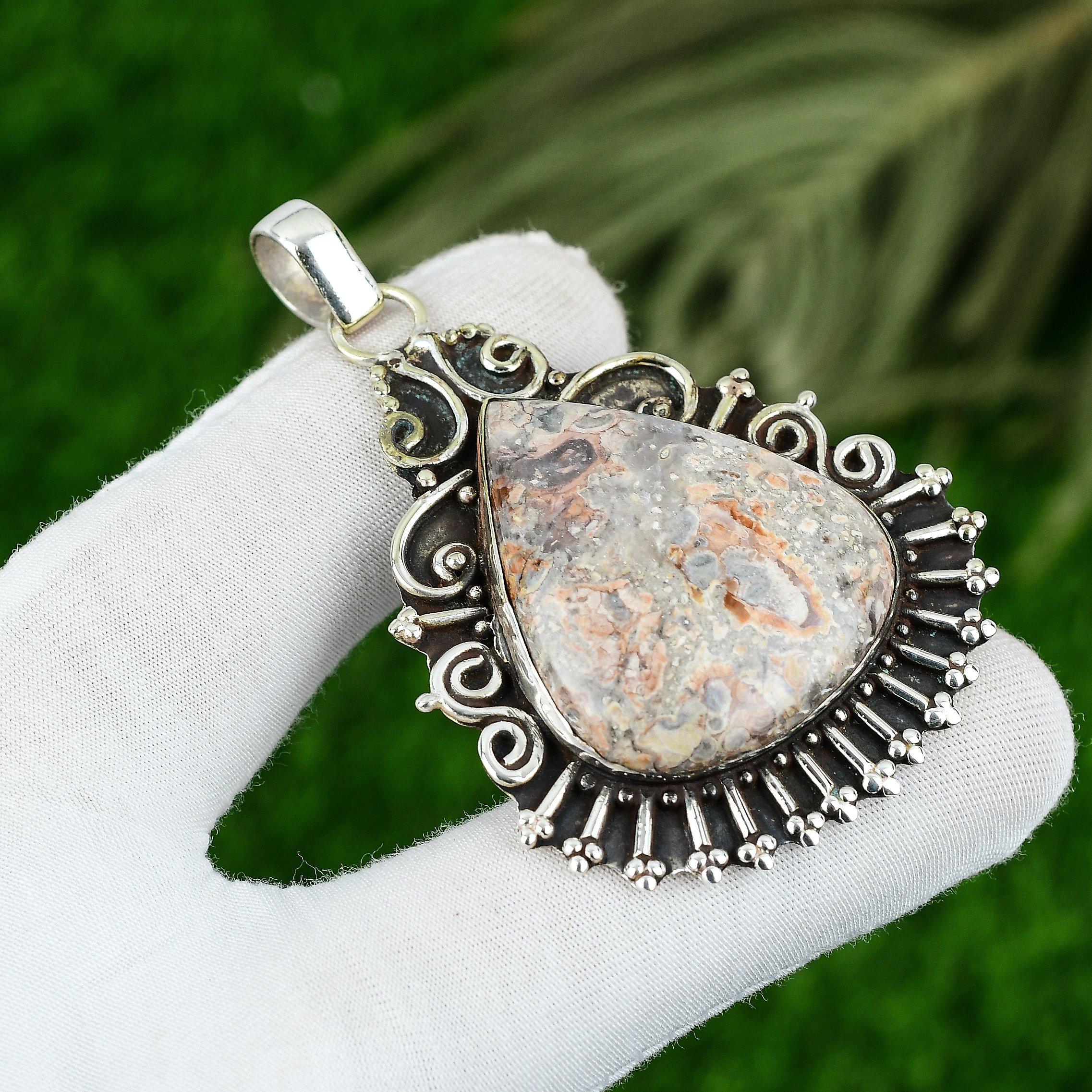 

Daughters Day Deal Red Brecciated Mookaite Stone 925 Silver Wife Artisan Pendant