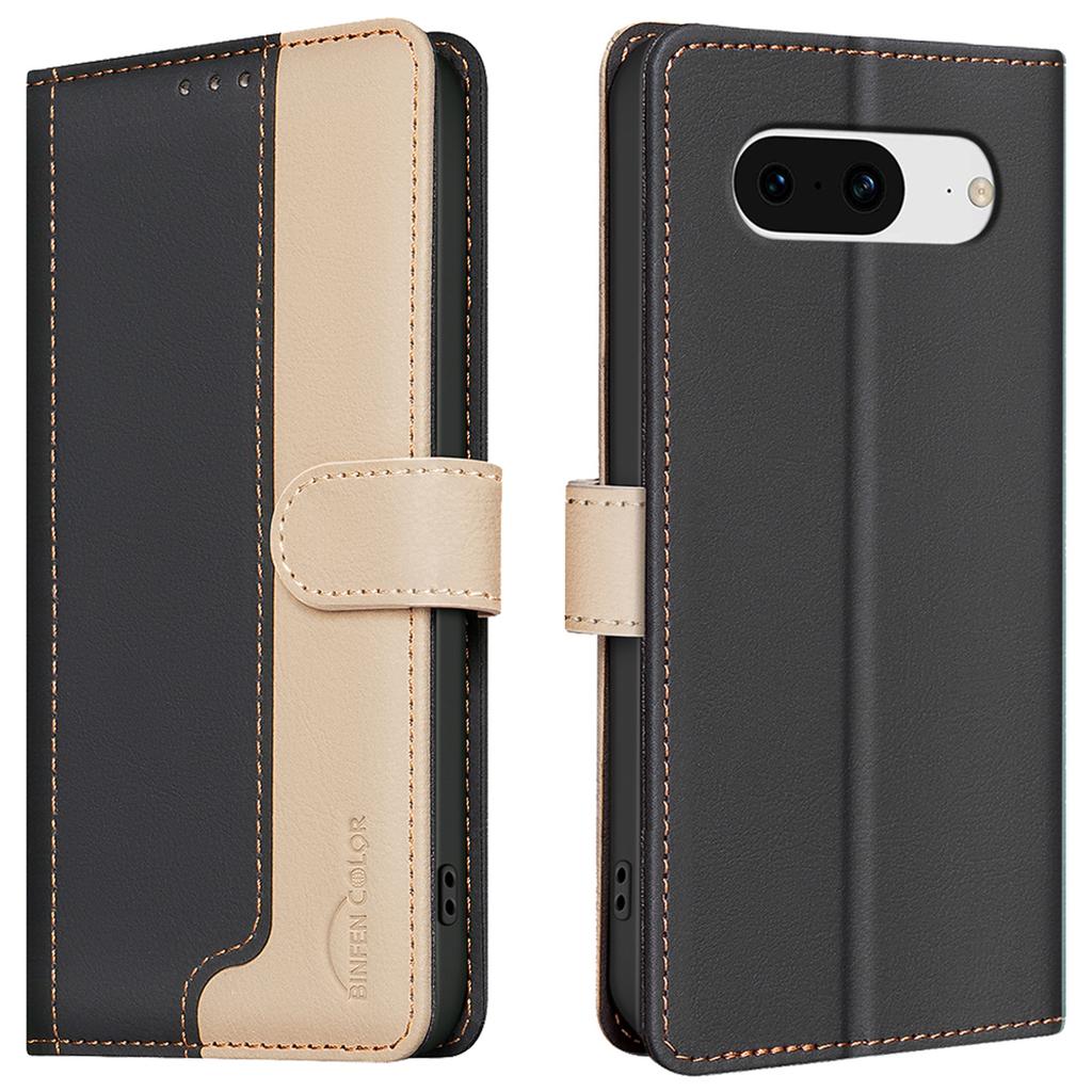 For Google Pixel 8 Case RFID Blocking Leather Cover Splicing Color