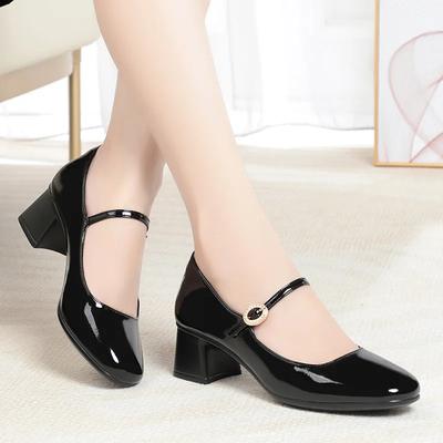 Fashion Mother'S Shoes Soft Leather Soft Bottom Women'S Shoes New Work Shoes Ladies Leather Spring Summer Single Shoes High-Heeled