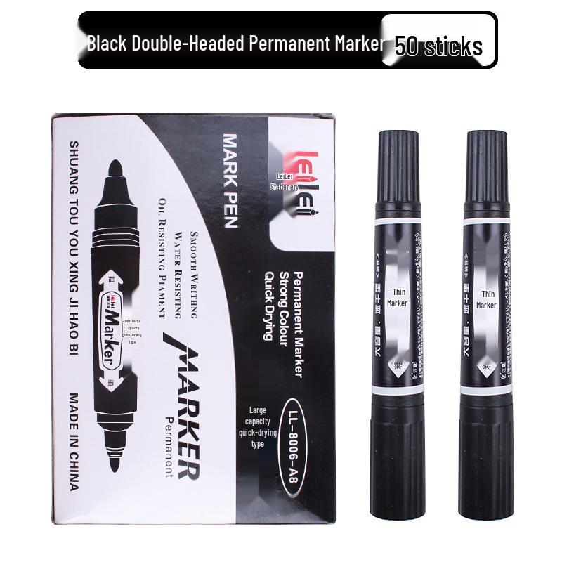 **Çift Uçlu Küçük Çocuk Çizim Kalemi - Siyah/Kırmızı/Mavi, İnce Uçlu, Su Bazlı**