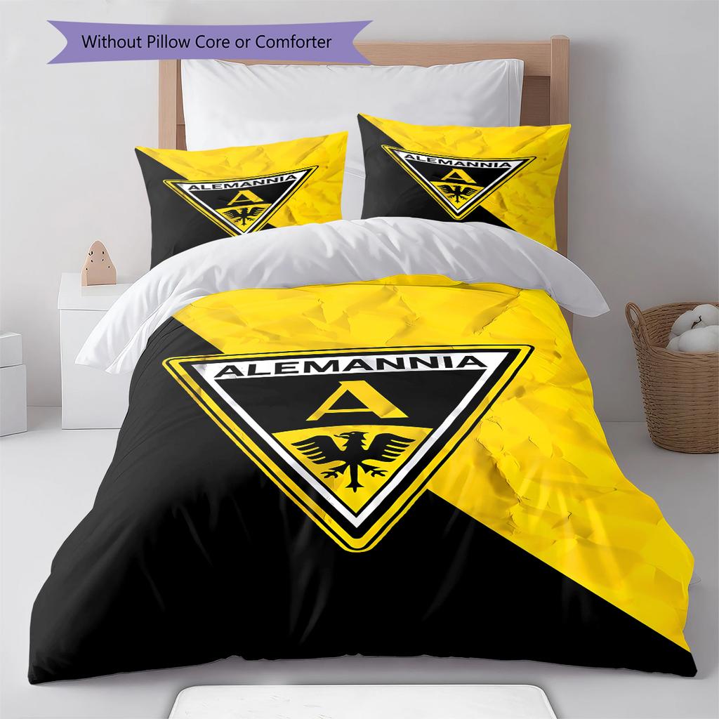 Roupa de Cama com Padrão Alemannia Aachen, Conjunto de Colcha, Capa de Colcha, Fronha, Presente de Aniversário para Casa (1 capa de edredom + 2 fronhas, sem enchimento.)