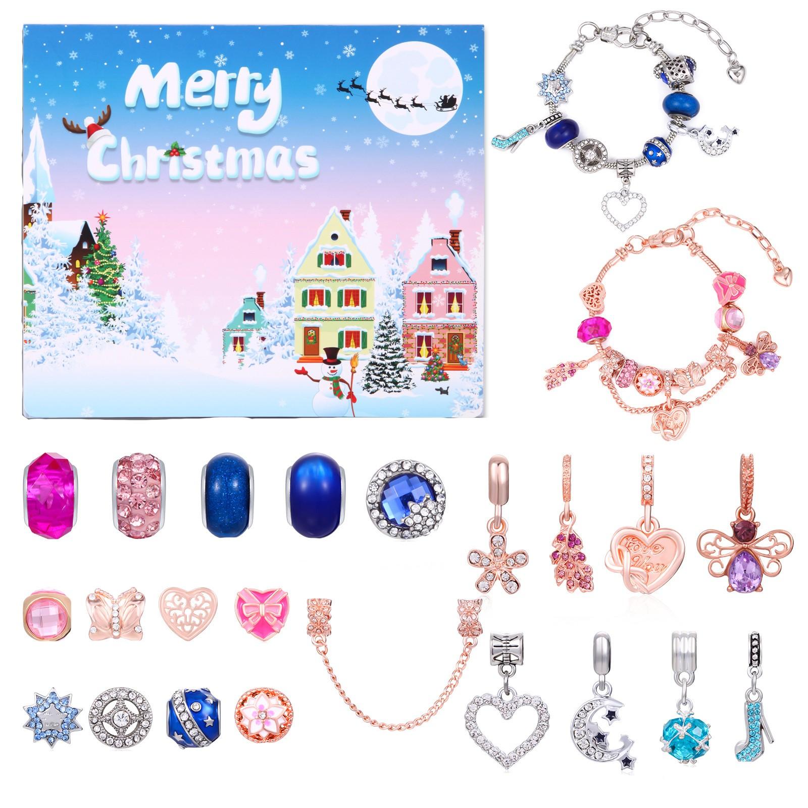 

Рождественский календарь Адвент 24-дневный обратный отсчет сюрприз-коробка креативный набор для самостоятельного изготовления браслета из бисера белый