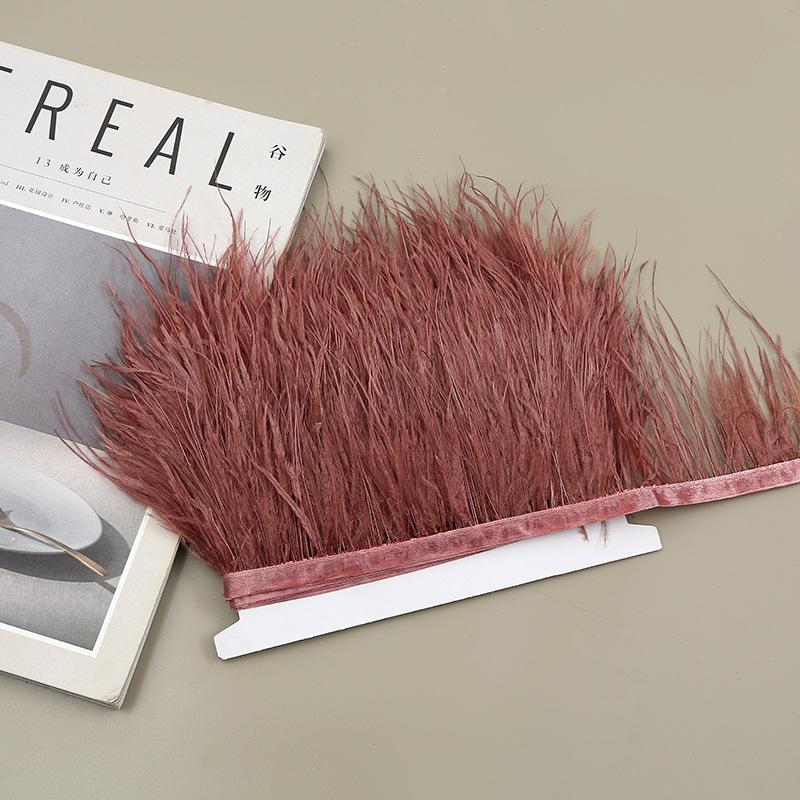 Color 8-10 Cm Ostrich Hair Cloth Edge Clothing Cuffs Hem Ostrich Feather Strips Cloth With Accessories Lace