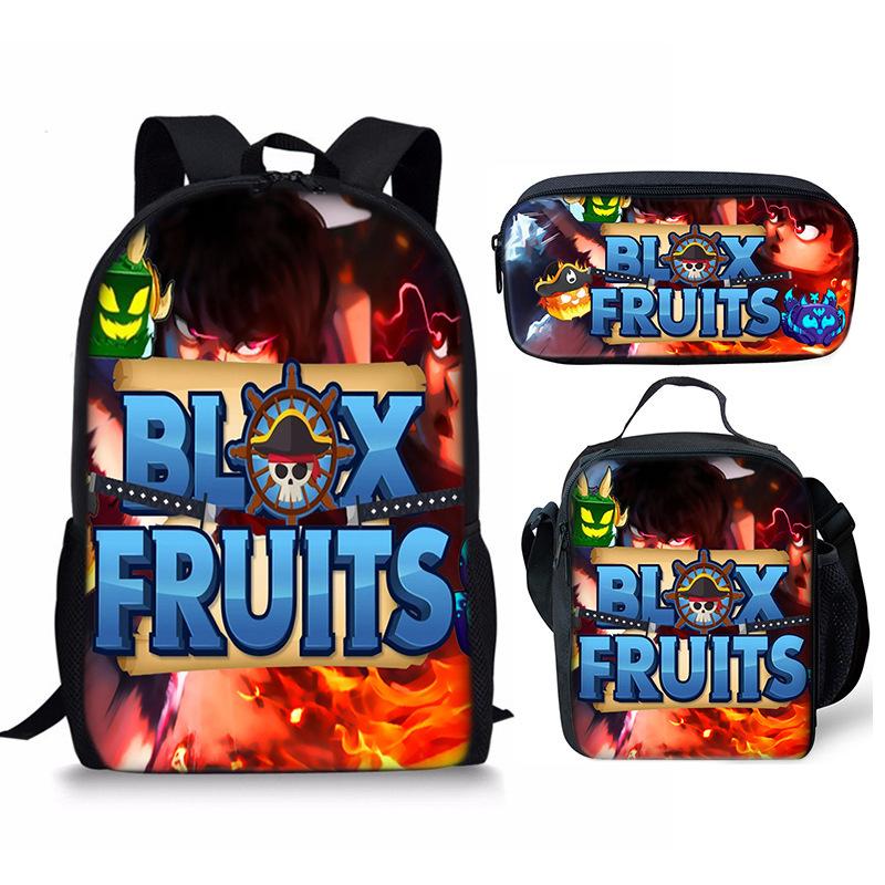 Bloxfruits Primary School Schoolbag Three-Piece Cartoon Backpack Combination Set Diy