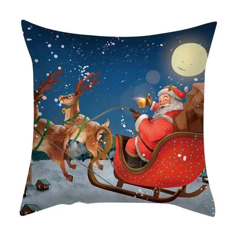 Christmas Set Luxury Home Decor Santa Claus Pattern Fashion Pillow Office Seat Cushion Cover