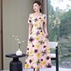 2023 Plus Size Floral Summer Cotton Dress for Middle-Aged Women