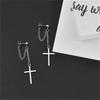 Sølvfarge Cross Chain Design Dingle øredobber Hip Hop Goth Style Legeringssmykker Trendy Faithful Ear Ornaments