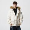 Men's American-Style Winter Eagle Down Cotton Jacket, Thickened with Velvet.