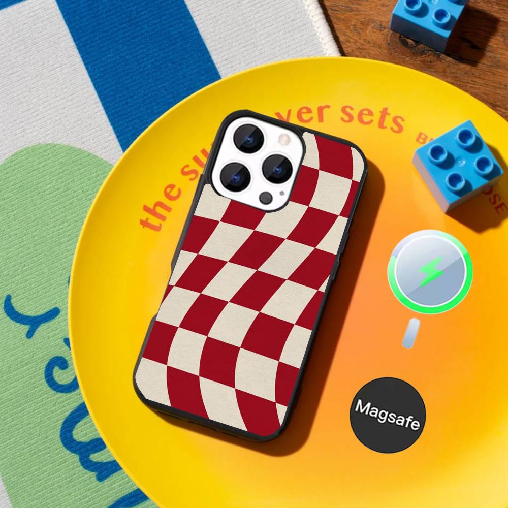 Checked chess board lattice Phone Case For iPhone 17,16,15,14,13,12,11,Pro,Max,Plus,Mini Magnetic Magsafe Wireless Charging