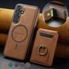 2 in 1 Detachable Cards Solt Leather Phone Case For Samsung S26 Ultra S25 S24 Plus For Magsafe Wireless Charging Wallet Cover