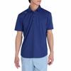 Mizuno Golf Wear Knit Jacquard Gingham Short Sleeve Shirt with and E2MAC018 Button-Down Collar, Moisture-Wicking Quick-Drying, Navy,