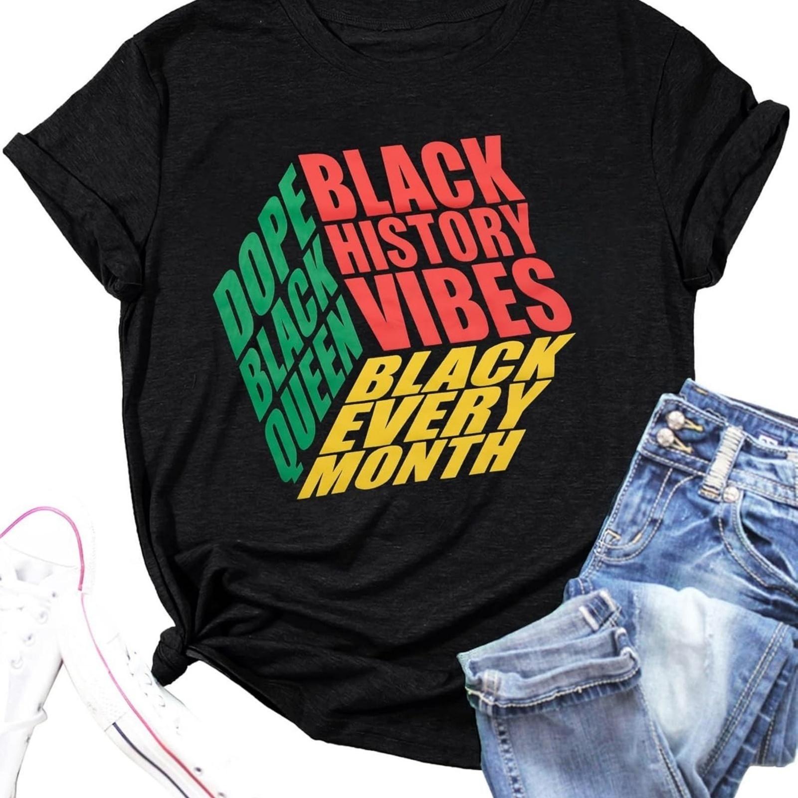 Black History Month Shirt Women Black History T Shirt African American Tee Pride Melanin Shirts Casual Top XXXXXL разноцветный