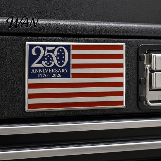 Commemorative USA Anniversary Badge 250th Flag Metal Emblem, Patriotic Red Blue White Auto Badge, 1776-2026 Truck Emblem America 3D Car Decal