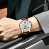 KINYUED J087 Fashion Men Mechanical Hand Wind Wrist Watch Leather Luminous Hands Luxury Men Wristwatch Mens Watch